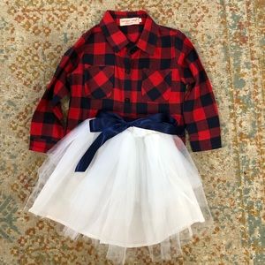 Toddler Plaid and Tutu Outfit 3T